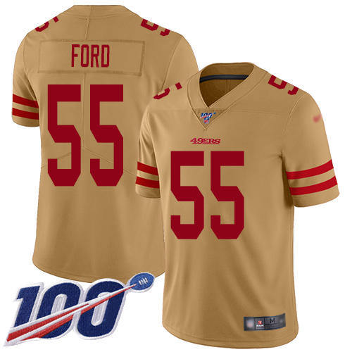 San Francisco 49ers Limited Gold Men Dee Ford NFL Jersey 55 100th Season Vapor Untouchable Inverted Legend